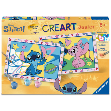 Disney Stitch CREART Junior Malen-nach-Zahlen-Set ab 5 Jahren mit Stitch und Angel Motiven von Ravensburger.