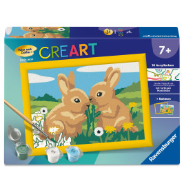 Ravensburger CreArt Malen nach Zahlen für Kinder – Hasenfreunde Set ab 9 J.
