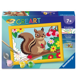 Ravensburger CreArt Malen nach Zahlen für Kinder – Streifenhörnchen ab 7 J.