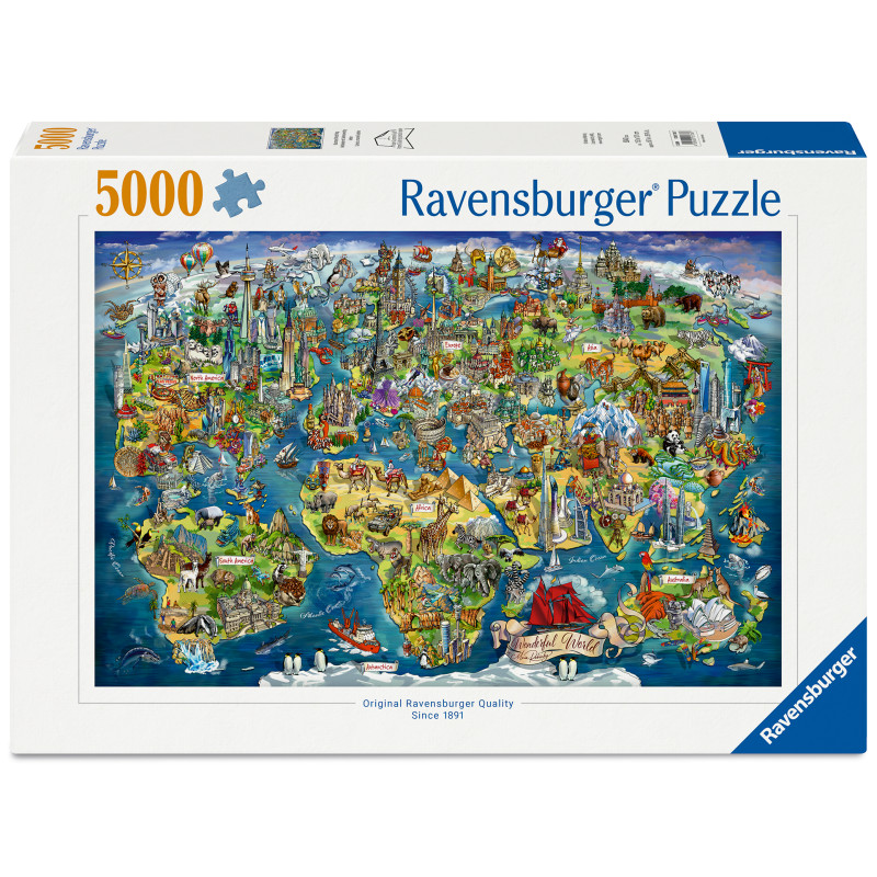 Ravensburger Puzzle Weltkarte Sehenswürdigkeiten – 5000 Teile & XXL Format