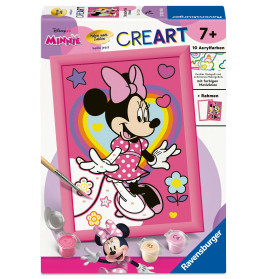 Disney Minnie Mouse Malset mit rosa gerahmtem Minnie-Bild und Farbtöpfen, geeignet für Kinder ab 7 Jahren.