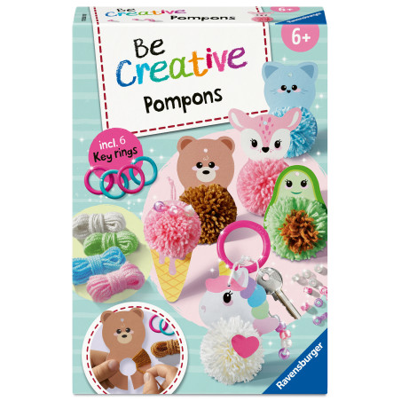 Ravensburger BeCreative Midi Pompons Kawaii – Bastelset für Kinder ab 6 Jahren 12028010