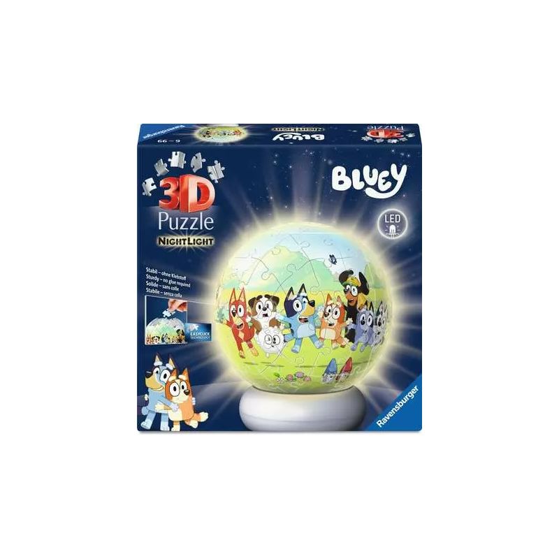 Ravensburger 3D Puzzle Nachtlicht Bluey Puzzle-Ball – 72 Teile & LED-Beleuchtung