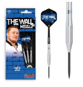 Box mit The Wall Martin Schindler Darts-Set, enthält Schindlers Foto und zwei silberne Darts.