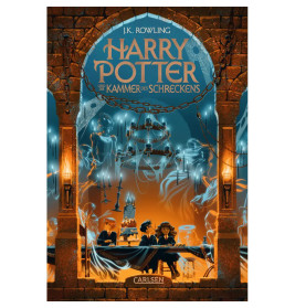 Harry Potter und die Kammer des Schreckens: Buchcover mit Schülern bei einem magischen Festmahl.