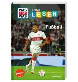 Buchcover mit Fußballspieler in Aktion auf dem Feld, Titel: Was ist was Erstes Lesen Fußball.
