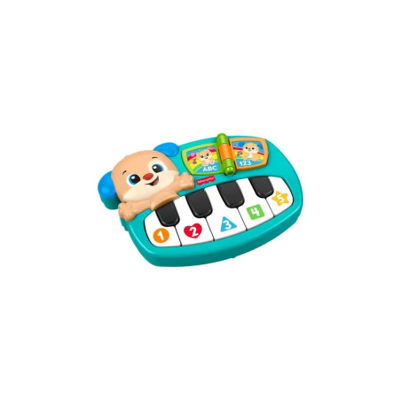 Buntes Kinder-Keyboard mit Hundeface, nummerierten Tasten und illustrierten Panels auf der Oberseite.