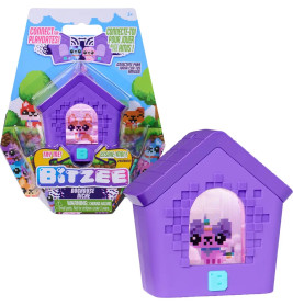 Lila Bitzee Doghouse Spielzeug mit Pixel-Art-Verpackung und pinkem digitalem Haustier im Sichtfenster.