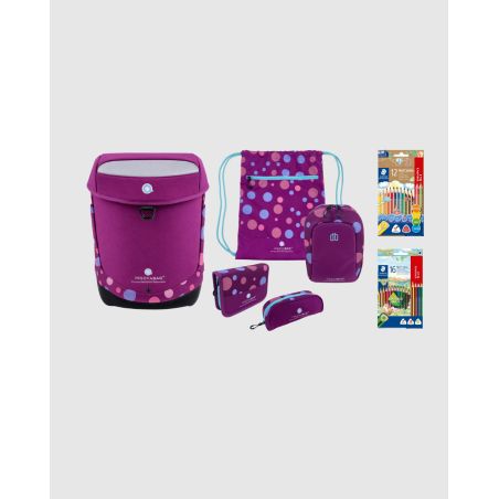 INNOVABAG Purple Bubbles Schulranzenset – Ergonomisch, stylisch & stabil für Schulkinder