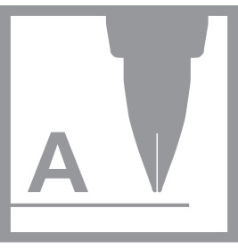 Graues Symbol: Stiftspitze zieht Linie, links daneben ein großes A.