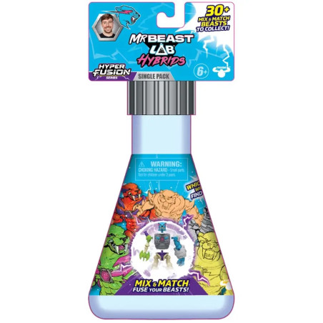 MrBeast Lab Hybrids Spielzeugpackung in Form eines Bechers mit bunten Tierfiguren auf der Verpackung.