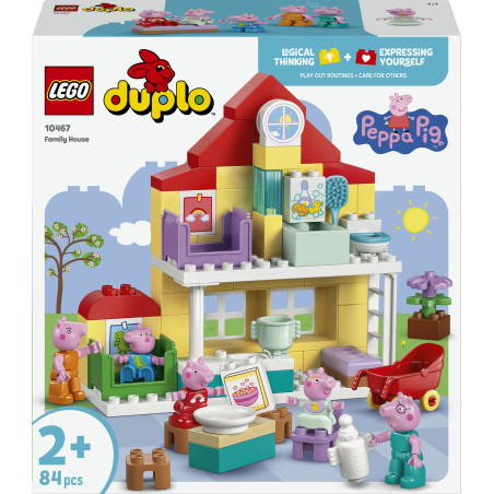 LEGO DUPLO Peppa Pig Familienhaus-Set mit Figuren, Haus, Möbeln und Peppa Pig Logo auf der Verpackung.