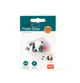 Legami Milano 32GB USB-Stick im Panda-Design, verpackt mit sichtbaren Produktdetails auf der Karte.