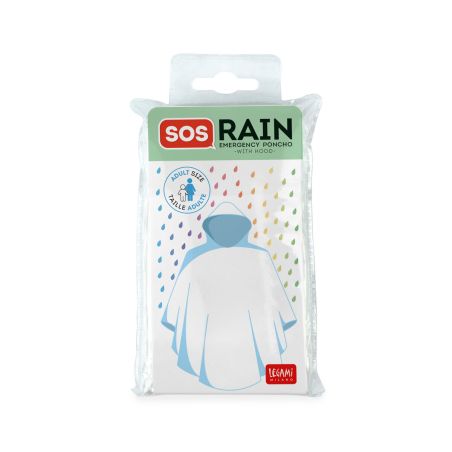 SOS Rain - Einweg Regenponcho mit Kapuze - transparent