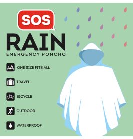 SOS Rain - Einweg Regenponcho mit Kapuze - transparent