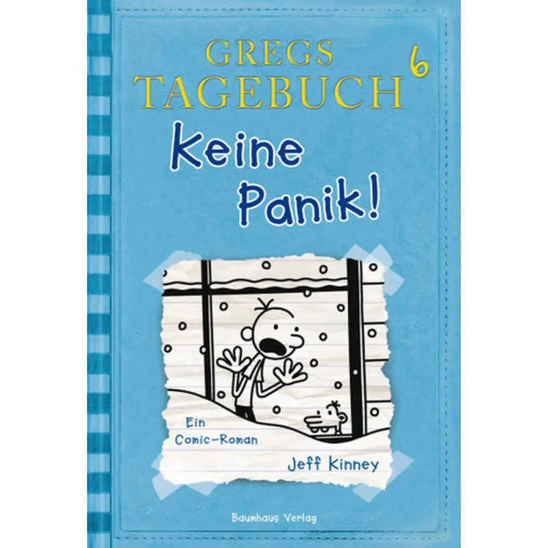 Buchcover von Gregs Tagebuch 6: Keine Panik! mit gezeichnetem Jungen hinter Glas und einer Ente, von Jeff Kinney.