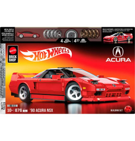 Hot Wheels Bauset-Box für einen roten '90 Acura NSX, mit Acura-Logo und Altersempfehlung ab 10 Jahren.