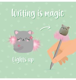 light up cat ballpoint pen kitty