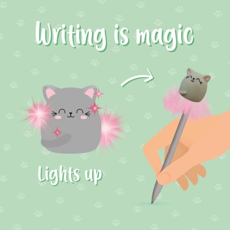 light up cat ballpoint pen kitty