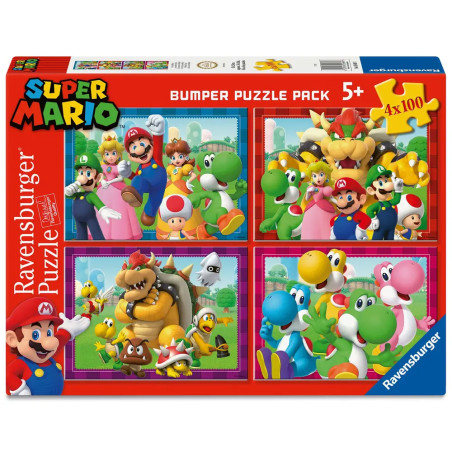 Ravensburger Super Mario Puzzle-Box ab 5 Jahren mit vier bunten Motiven und bekannten Mario-Charakteren.