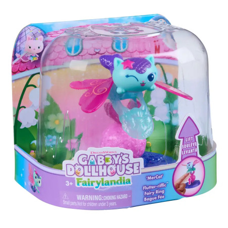 Gabby's Dollhouse Fairylandia Mercat Figur in rosa-blauer Verpackung, geeignet für Kinder ab 3 Jahren.