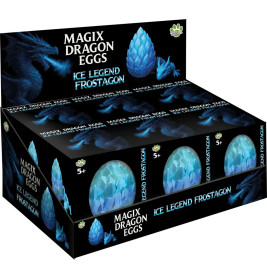 Magix Dracheneier Ice Legend Frostagon: Display mit blauem Drachen und Drachenei.