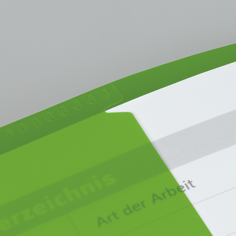 Hefthülle A4 FACT!pp hgrün mit Namenschild