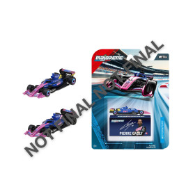 Spielzeug-Formel-1-Auto und Verpackung mit Pierre Gasly (Alpine F1 Team), Overlay: "NOT FINAL".