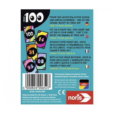 Noris Trick 100 Kartenspiel – Bluffen & Taktik, ab 8 Jahren, 2-6 Spieler