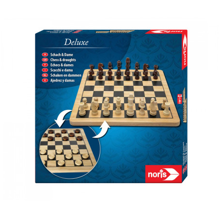 Deluxe Schach & Dame Set aus Holz | Hochwertiges Strategiespiel