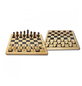 Deluxe Schach & Dame Set aus Holz | Hochwertiges Strategiespiel
