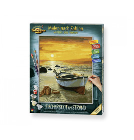 Schipper Malen nach Zahlen Fischerboot am Strand – Mittelmeer-Charme für dein Zuhause | MNZ 40x50cm