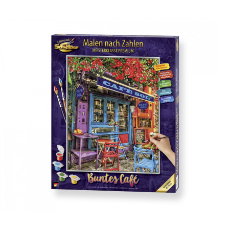 Schipper Malen nach Zahlen – Buntes Café 40x50 cm | Mediterraner Charme & lebendige Farben | Ab 14 Jahre