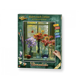 Schipper Malen nach Zahlen Blumenliebe 40x50 cm Leinwand – Premium Acrylfarben für Erwachsene