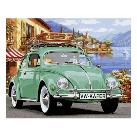 Schipper Malen nach Zahlen – VW Käfer 40x50 cm | Nostalgisches Oldtimer Motiv | Ideal ab 14 Jahren