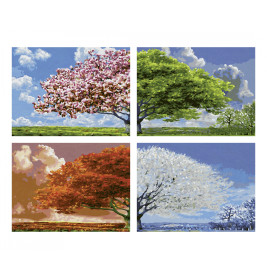 Schipper Malen nach Zahlen Vier Jahreszeiten Quattro – 4 x 18x24 cm Landschaften Malkarton