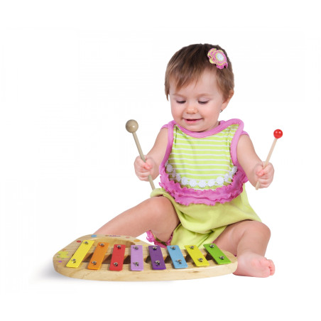 Eichhorn Holz Xylophon 8 Töne für Kinder inklusive Liederbuch – Musikalische Früherziehung