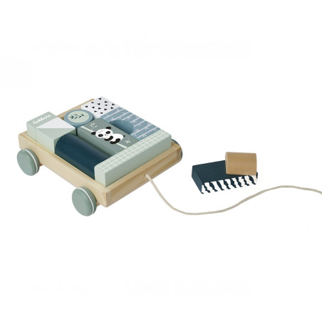 Eichhorn Bauwagen mit 11 Bausteinen | Holzspielzeug ab 1 Jahr