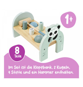 Eichhorn Holz Klopfbank mit 6 Stiften & Hammer – Motorik Spielzeug