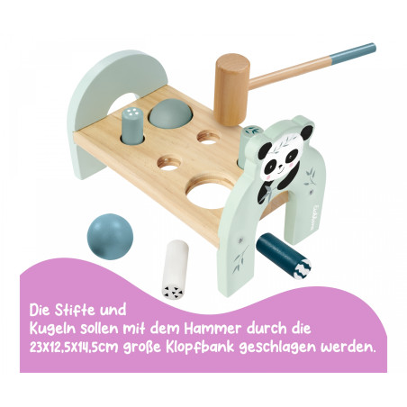 Eichhorn Holz Klopfbank mit 6 Stiften & Hammer – Motorik Spielzeug