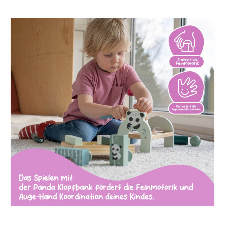 Eichhorn Holz Klopfbank mit 6 Stiften & Hammer – Motorik Spielzeug