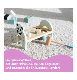 Eichhorn Holz Klopfbank mit 6 Stiften & Hammer – Motorik Spielzeug