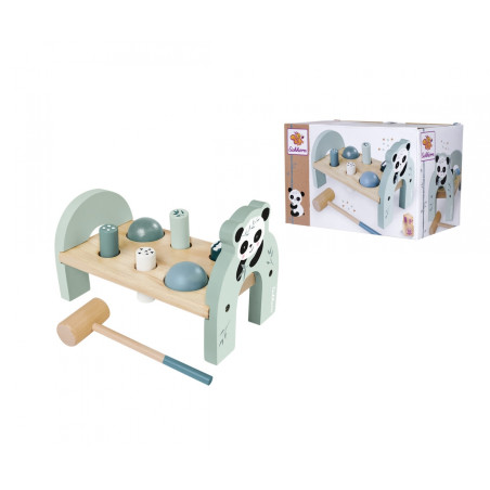 Eichhorn Holz Klopfbank mit 6 Stiften & Hammer – Motorik Spielzeug