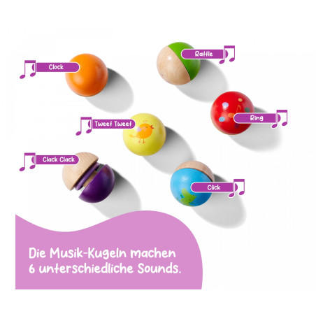 Eichhorn Sound Kugeln Holz | 6 bunte Klangkugeln für Babys ab 12 Monate