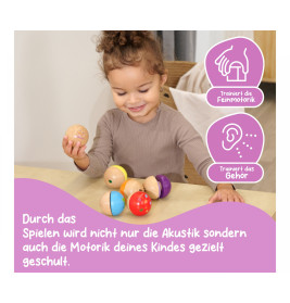 Eichhorn Sound Kugeln Holz | 6 bunte Klangkugeln für Babys ab 12 Monate