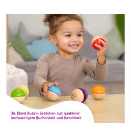 Eichhorn Sound Kugeln Holz | 6 bunte Klangkugeln für Babys ab 12 Monate