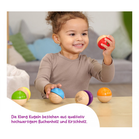 Eichhorn Sound Kugeln Holz | 6 bunte Klangkugeln für Babys ab 12 Monate