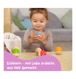 Eichhorn Sound Kugeln Holz | 6 bunte Klangkugeln für Babys ab 12 Monate
