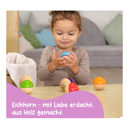 Eichhorn Sound Kugeln Holz | 6 bunte Klangkugeln für Babys ab 12 Monate