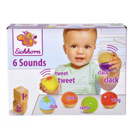 Eichhorn Sound Kugeln Holz | 6 bunte Klangkugeln für Babys ab 12 Monate